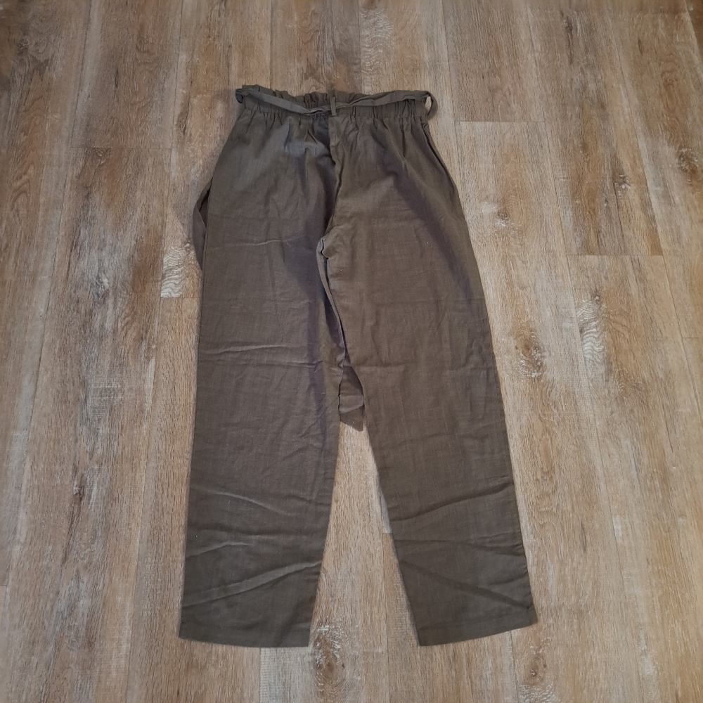 SHEIN Paperbag Waist Trousers Olive Green Brown Size 6 NWOT - Picture 9 of 12